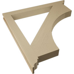 Ekena Millwork - BKTUR035X38X38WTL01RCPR - Timberthane Faux Wood Westlake Style Bracket, Traditional Ends, 3 1/2"W x 38"D x 38"H, Primed Tan