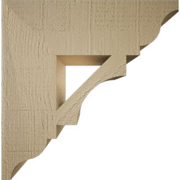 Ekena Millwork - BKTUR055X18X18WTL01RCPR - Timberthane Faux Wood Westlake Style Bracket, Traditional Ends, 5 1/2"W x 18"D x 18"H, Primed Tan