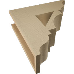 Ekena Millwork - BKTUR055X18X18WTL01RCPR - Timberthane Faux Wood Westlake Style Bracket, Traditional Ends, 5 1/2"W x 18"D x 18"H, Primed Tan