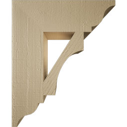 Ekena Millwork - BKTUR055X18X22WTL01RCPR - Timberthane Faux Wood Westlake Style Bracket, Traditional Ends, 5 1/2"W x 18"D x 22"H, Primed Tan