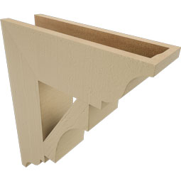 Ekena Millwork - BKTUR055X18X22WTL01RCPR - Timberthane Faux Wood Westlake Style Bracket, Traditional Ends, 5 1/2"W x 18"D x 22"H, Primed Tan