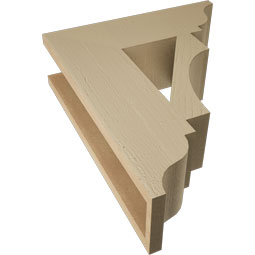 Ekena Millwork - BKTUR055X18X22WTL01RCPR - Timberthane Faux Wood Westlake Style Bracket, Traditional Ends, 5 1/2"W x 18"D x 22"H, Primed Tan
