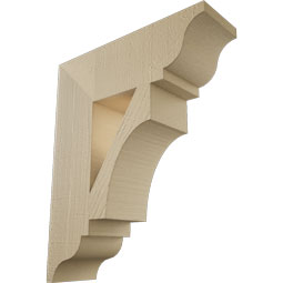 Ekena Millwork - BKTUR055X18X22WTL01RCPR - Timberthane Faux Wood Westlake Style Bracket, Traditional Ends, 5 1/2"W x 18"D x 22"H, Primed Tan