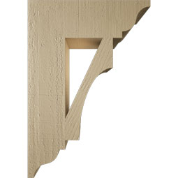 Ekena Millwork - BKTUR055X18X26WTL01RCPR - Timberthane Faux Wood Westlake Style Bracket, Traditional Ends, 5 1/2"W x 18"D x 26"H, Primed Tan