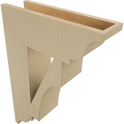 Ekena Millwork - BKTUR055X18X26WTL01RCPR - Timberthane Faux Wood Westlake Style Bracket, Traditional Ends, 5 1/2"W x 18"D x 26"H, Primed Tan