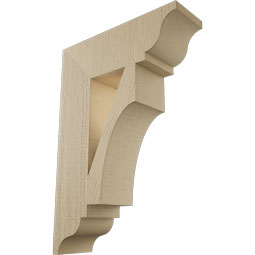 Ekena Millwork - BKTUR055X18X26WTL01RCPR - Timberthane Faux Wood Westlake Style Bracket, Traditional Ends, 5 1/2"W x 18"D x 26"H, Primed Tan