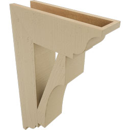Ekena Millwork - BKTUR055X18X30WTL01RCPR - Timberthane Faux Wood Westlake Style Bracket, Traditional Ends, 5 1/2"W x 18"D x 30"H, Primed Tan