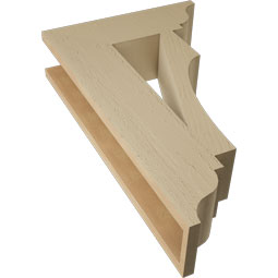 Ekena Millwork - BKTUR055X18X30WTL01RCPR - Timberthane Faux Wood Westlake Style Bracket, Traditional Ends, 5 1/2"W x 18"D x 30"H, Primed Tan