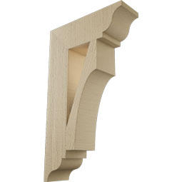 Ekena Millwork - BKTUR055X18X30WTL01RCPR - Timberthane Faux Wood Westlake Style Bracket, Traditional Ends, 5 1/2"W x 18"D x 30"H, Primed Tan