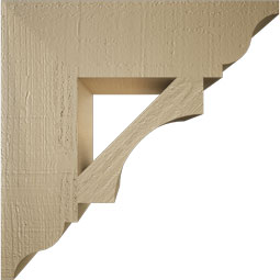 Ekena Millwork - BKTUR055X20X20WTL01RCPR - Timberthane Faux Wood Westlake Style Bracket, Traditional Ends, 5 1/2"W x 20"D x 20"H, Primed Tan