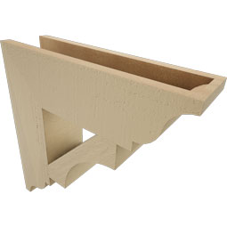 Ekena Millwork - BKTUR055X20X20WTL01RCPR - Timberthane Faux Wood Westlake Style Bracket, Traditional Ends, 5 1/2"W x 20"D x 20"H, Primed Tan