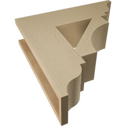 Ekena Millwork - BKTUR055X20X20WTL01RCPR - Timberthane Faux Wood Westlake Style Bracket, Traditional Ends, 5 1/2"W x 20"D x 20"H, Primed Tan