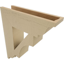 Ekena Millwork - BKTUR055X20X24WTL01RCPR - Timberthane Faux Wood Westlake Style Bracket, Traditional Ends, 5 1/2"W x 20"D x 24"H, Primed Tan