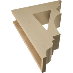 Ekena Millwork - BKTUR055X20X24WTL01RCPR - Timberthane Faux Wood Westlake Style Bracket, Traditional Ends, 5 1/2"W x 20"D x 24"H, Primed Tan