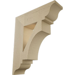 Ekena Millwork - BKTUR055X20X24WTL01RCPR - Timberthane Faux Wood Westlake Style Bracket, Traditional Ends, 5 1/2"W x 20"D x 24"H, Primed Tan