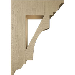 Ekena Millwork - BKTUR055X20X28WTL01RCPR - Timberthane Faux Wood Westlake Style Bracket, Traditional Ends, 5 1/2"W x 20"D x 28"H, Primed Tan