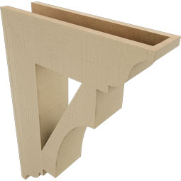 Ekena Millwork - BKTUR055X20X28WTL01RCPR - Timberthane Faux Wood Westlake Style Bracket, Traditional Ends, 5 1/2"W x 20"D x 28"H, Primed Tan