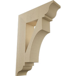 Ekena Millwork - BKTUR055X20X28WTL01RCPR - Timberthane Faux Wood Westlake Style Bracket, Traditional Ends, 5 1/2"W x 20"D x 28"H, Primed Tan
