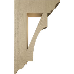 Ekena Millwork - BKTUR055X20X32WTL01RCPR - Timberthane Faux Wood Westlake Style Bracket, Traditional Ends, 5 1/2"W x 20"D x 32"H, Primed Tan