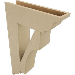 Ekena Millwork - BKTUR055X20X32WTL01RCPR - Timberthane Faux Wood Westlake Style Bracket, Traditional Ends, 5 1/2"W x 20"D x 32"H, Primed Tan