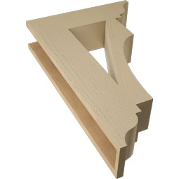 Ekena Millwork - BKTUR055X20X32WTL01RCPR - Timberthane Faux Wood Westlake Style Bracket, Traditional Ends, 5 1/2"W x 20"D x 32"H, Primed Tan
