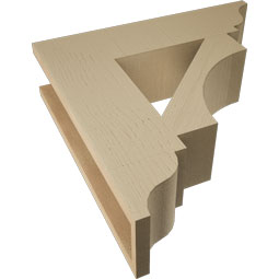 Ekena Millwork - BKTUR055X22X22WTL01RCPR - Timberthane Faux Wood Westlake Style Bracket, Traditional Ends, 5 1/2"W x 22"D x 22"H, Primed Tan