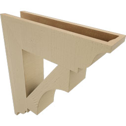 Ekena Millwork - BKTUR055X22X26WTL01RCPR - Timberthane Faux Wood Westlake Style Bracket, Traditional Ends, 5 1/2"W x 22"D x 26"H, Primed Tan