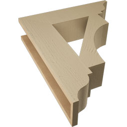 Ekena Millwork - BKTUR055X22X26WTL01RCPR - Timberthane Faux Wood Westlake Style Bracket, Traditional Ends, 5 1/2"W x 22"D x 26"H, Primed Tan