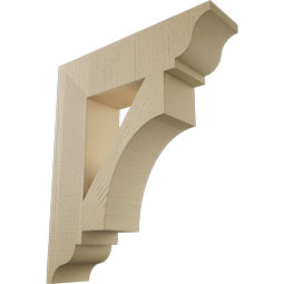 Ekena Millwork - BKTUR055X22X26WTL01RCPR - Timberthane Faux Wood Westlake Style Bracket, Traditional Ends, 5 1/2"W x 22"D x 26"H, Primed Tan