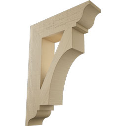 Ekena Millwork - BKTUR055X22X30WTL01RCPR - Timberthane Faux Wood Westlake Style Bracket, Traditional Ends, 5 1/2"W x 22"D x 30"H, Primed Tan