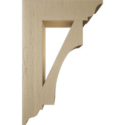 Ekena Millwork - BKTUR055X22X34WTL01RCPR - Timberthane Faux Wood Westlake Style Bracket, Traditional Ends, 5 1/2"W x 22"D x 34"H, Primed Tan