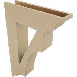 Ekena Millwork - BKTUR055X22X34WTL01RCPR - Timberthane Faux Wood Westlake Style Bracket, Traditional Ends, 5 1/2"W x 22"D x 34"H, Primed Tan