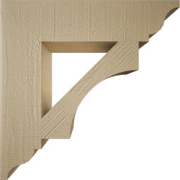 Ekena Millwork - BKTUR055X24X24WTL01RCPR - Timberthane Faux Wood Westlake Style Bracket, Traditional Ends, 5 1/2"W x 24"D x 24"H, Primed Tan
