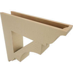 Ekena Millwork - BKTUR055X24X24WTL01RCPR - Timberthane Faux Wood Westlake Style Bracket, Traditional Ends, 5 1/2"W x 24"D x 24"H, Primed Tan