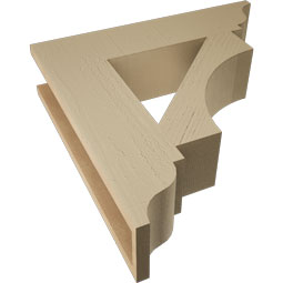 Ekena Millwork - BKTUR055X24X24WTL01RCPR - Timberthane Faux Wood Westlake Style Bracket, Traditional Ends, 5 1/2"W x 24"D x 24"H, Primed Tan