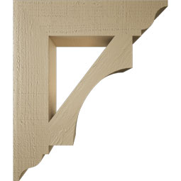 Ekena Millwork - BKTUR055X24X28WTL01RCPR - Timberthane Faux Wood Westlake Style Bracket, Traditional Ends, 5 1/2"W x 24"D x 28"H, Primed Tan