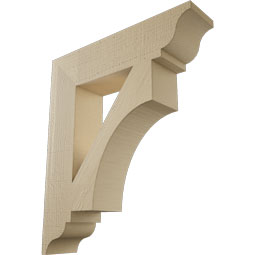 Ekena Millwork - BKTUR055X24X28WTL01RCPR - Timberthane Faux Wood Westlake Style Bracket, Traditional Ends, 5 1/2"W x 24"D x 28"H, Primed Tan