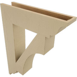 Ekena Millwork - BKTUR055X24X32WTL01RCPR - Timberthane Faux Wood Westlake Style Bracket, Traditional Ends, 5 1/2"W x 24"D x 32"H, Primed Tan