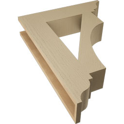 Ekena Millwork - BKTUR055X24X32WTL01RCPR - Timberthane Faux Wood Westlake Style Bracket, Traditional Ends, 5 1/2"W x 24"D x 32"H, Primed Tan