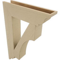 Ekena Millwork - BKTUR055X24X36WTL01RCPR - Timberthane Faux Wood Westlake Style Bracket, Traditional Ends, 5 1/2"W x 24"D x 36"H, Primed Tan