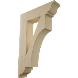 Ekena Millwork - BKTUR055X24X36WTL01RCPR - Timberthane Faux Wood Westlake Style Bracket, Traditional Ends, 5 1/2"W x 24"D x 36"H, Primed Tan