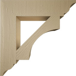 Ekena Millwork - BKTUR055X26X26WTL01RCPR - Timberthane Faux Wood Westlake Style Bracket, Traditional Ends, 5 1/2"W x 26"D x 26"H, Primed Tan