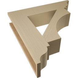 Ekena Millwork - BKTUR055X26X26WTL01RCPR - Timberthane Faux Wood Westlake Style Bracket, Traditional Ends, 5 1/2"W x 26"D x 26"H, Primed Tan