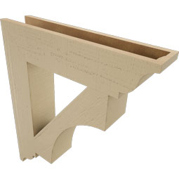 Ekena Millwork - BKTUR055X26X30WTL01RCPR - Timberthane Faux Wood Westlake Style Bracket, Traditional Ends, 5 1/2"W x 26"D x 30"H, Primed Tan