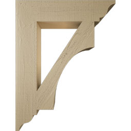 Ekena Millwork - BKTUR055X26X34WTL01RCPR - Timberthane Faux Wood Westlake Style Bracket, Traditional Ends, 5 1/2"W x 26"D x 34"H, Primed Tan