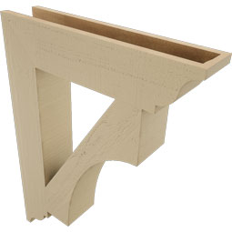Ekena Millwork - BKTUR055X26X34WTL01RCPR - Timberthane Faux Wood Westlake Style Bracket, Traditional Ends, 5 1/2"W x 26"D x 34"H, Primed Tan