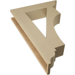 Ekena Millwork - BKTUR055X26X38WTL01RCPR - Timberthane Faux Wood Westlake Style Bracket, Traditional Ends, 5 1/2"W x 26"D x 38"H, Primed Tan