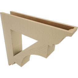 Ekena Millwork - BKTUR055X28X28WTL01RCPR - Timberthane Faux Wood Westlake Style Bracket, Traditional Ends, 5 1/2"W x 28"D x 28"H, Primed Tan