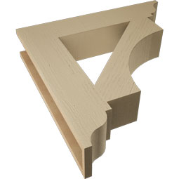Ekena Millwork - BKTUR055X28X28WTL01RCPR - Timberthane Faux Wood Westlake Style Bracket, Traditional Ends, 5 1/2"W x 28"D x 28"H, Primed Tan