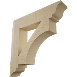 Ekena Millwork - BKTUR055X28X28WTL01RCPR - Timberthane Faux Wood Westlake Style Bracket, Traditional Ends, 5 1/2"W x 28"D x 28"H, Primed Tan